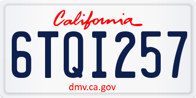 CA license plate 6TQI257