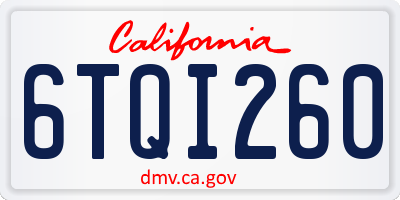 CA license plate 6TQI260