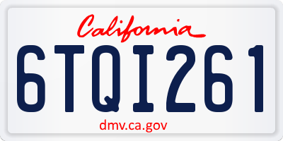 CA license plate 6TQI261