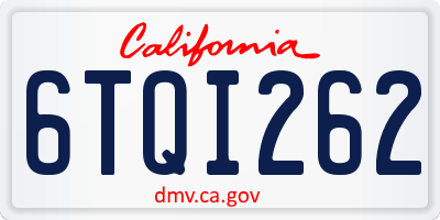 CA license plate 6TQI262