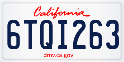 CA license plate 6TQI263