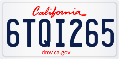 CA license plate 6TQI265