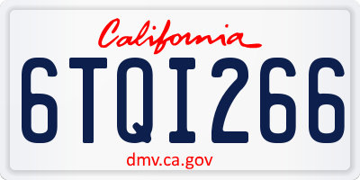 CA license plate 6TQI266