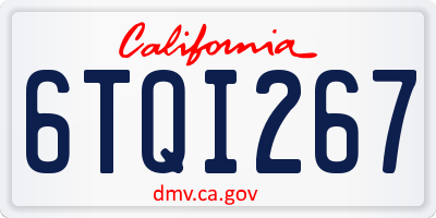 CA license plate 6TQI267