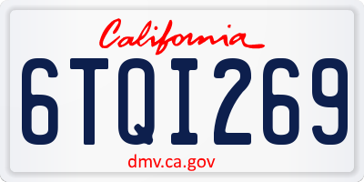 CA license plate 6TQI269