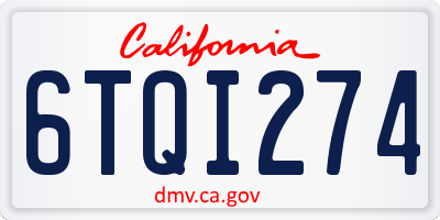 CA license plate 6TQI274