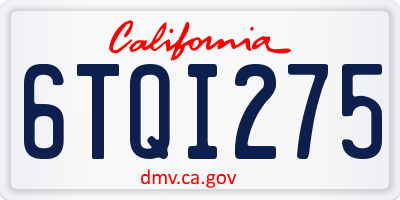 CA license plate 6TQI275