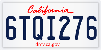 CA license plate 6TQI276