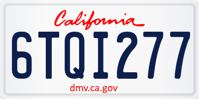 CA license plate 6TQI277