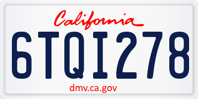 CA license plate 6TQI278