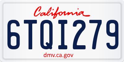 CA license plate 6TQI279