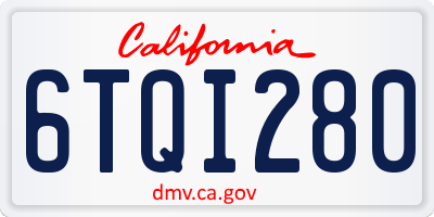 CA license plate 6TQI280