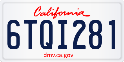 CA license plate 6TQI281