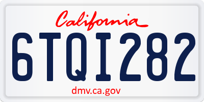 CA license plate 6TQI282