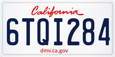 CA license plate 6TQI284