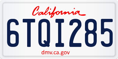 CA license plate 6TQI285