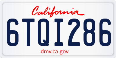 CA license plate 6TQI286