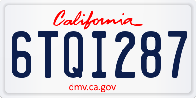 CA license plate 6TQI287