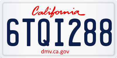 CA license plate 6TQI288