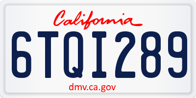 CA license plate 6TQI289