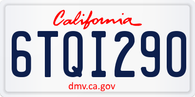 CA license plate 6TQI290