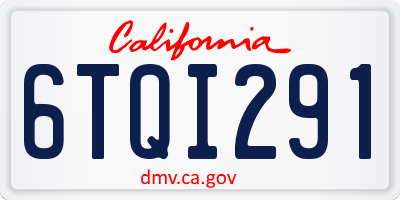 CA license plate 6TQI291