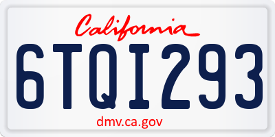 CA license plate 6TQI293