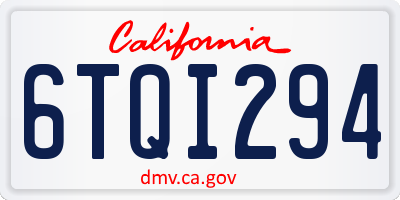 CA license plate 6TQI294