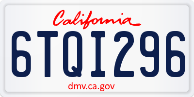 CA license plate 6TQI296