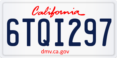 CA license plate 6TQI297