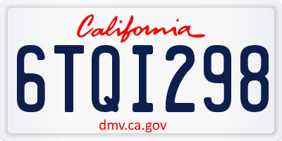 CA license plate 6TQI298