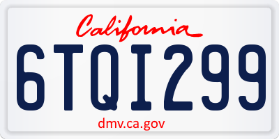 CA license plate 6TQI299