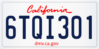 CA license plate 6TQI301