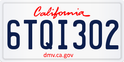 CA license plate 6TQI302