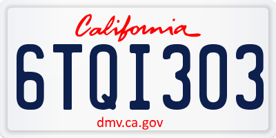 CA license plate 6TQI303