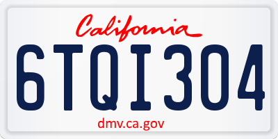 CA license plate 6TQI304