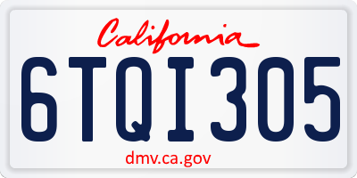 CA license plate 6TQI305