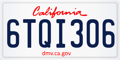 CA license plate 6TQI306