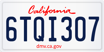 CA license plate 6TQI307