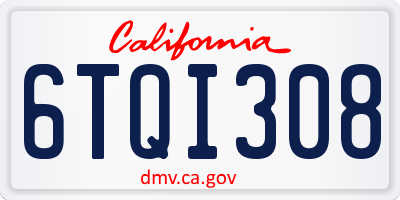 CA license plate 6TQI308
