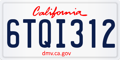 CA license plate 6TQI312