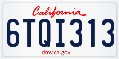 CA license plate 6TQI313