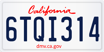 CA license plate 6TQI314