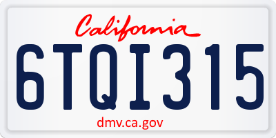 CA license plate 6TQI315