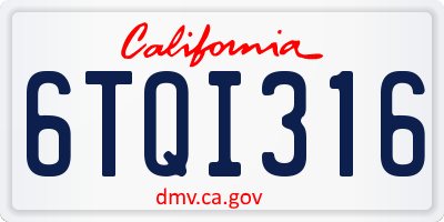 CA license plate 6TQI316
