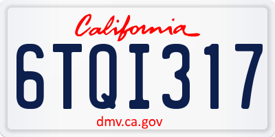 CA license plate 6TQI317