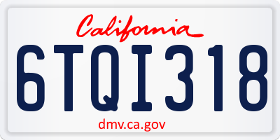 CA license plate 6TQI318