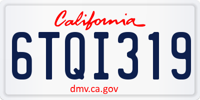 CA license plate 6TQI319
