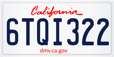 CA license plate 6TQI322