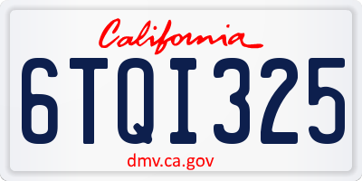 CA license plate 6TQI325